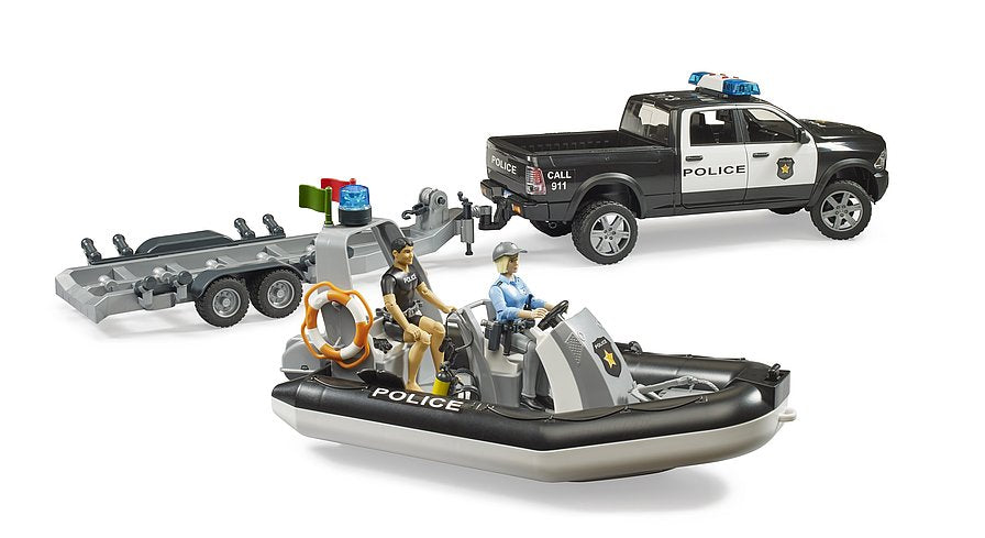 Bruder - 1:16 RAM 2500 Police Truck with Light & Sound Module, Boat & Figure (02507)