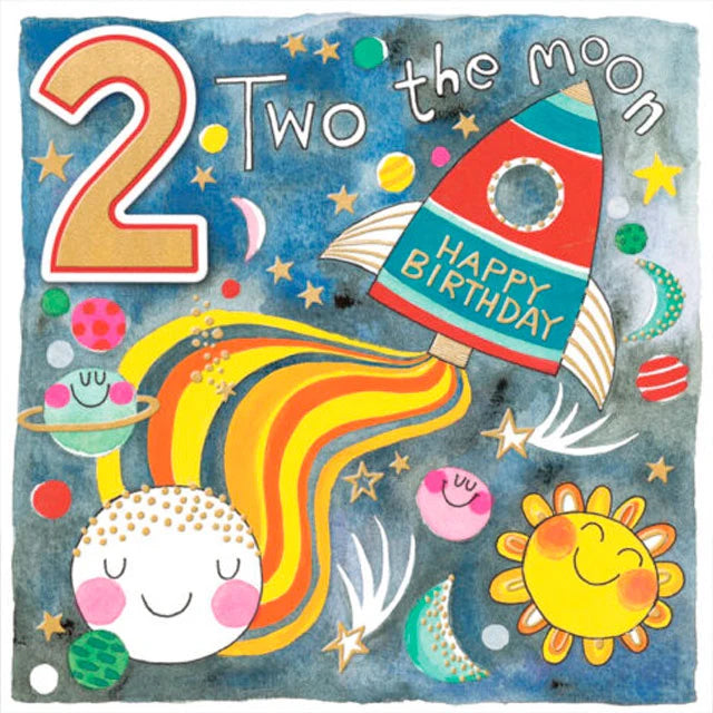 2nd Birthday Card - Two The Moon