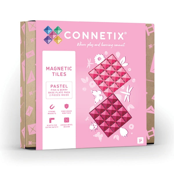 Connetix 2 Piece Base Plate Pack - Pastel Pink & Berry