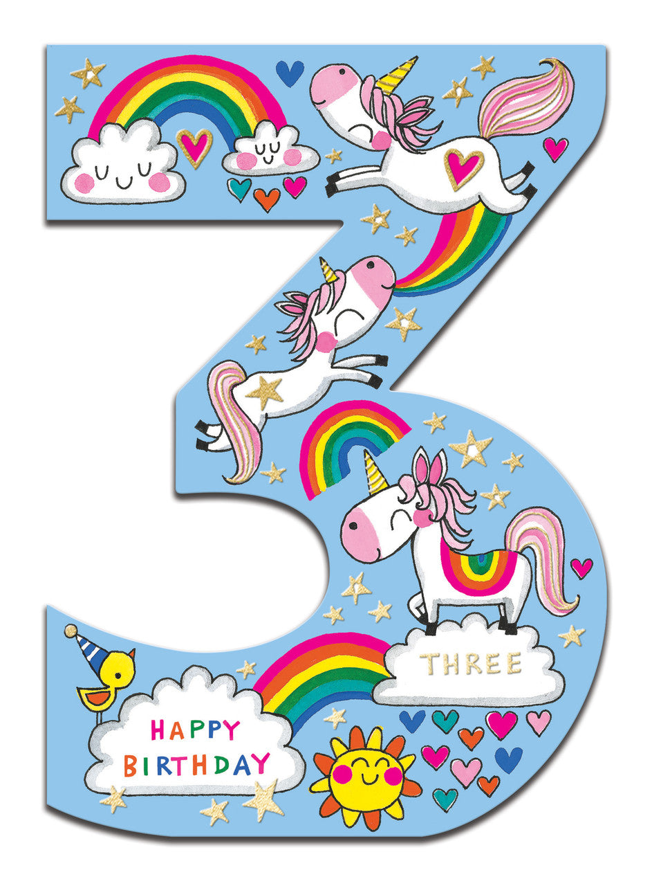 3rd Birthday Card - Unicorns