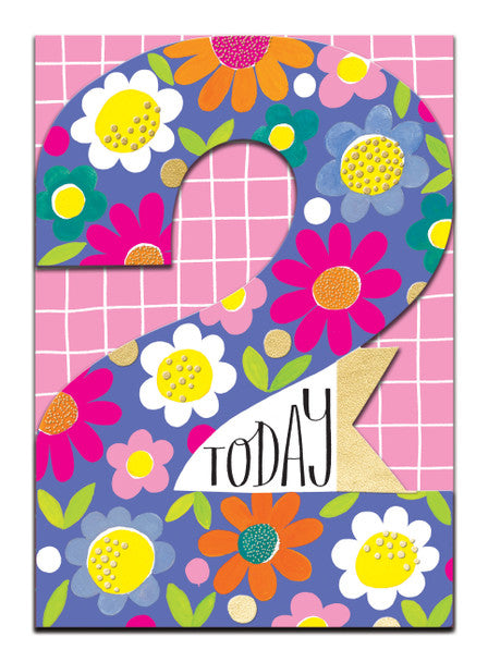 2nd Birthday Card - 2nd Flowers