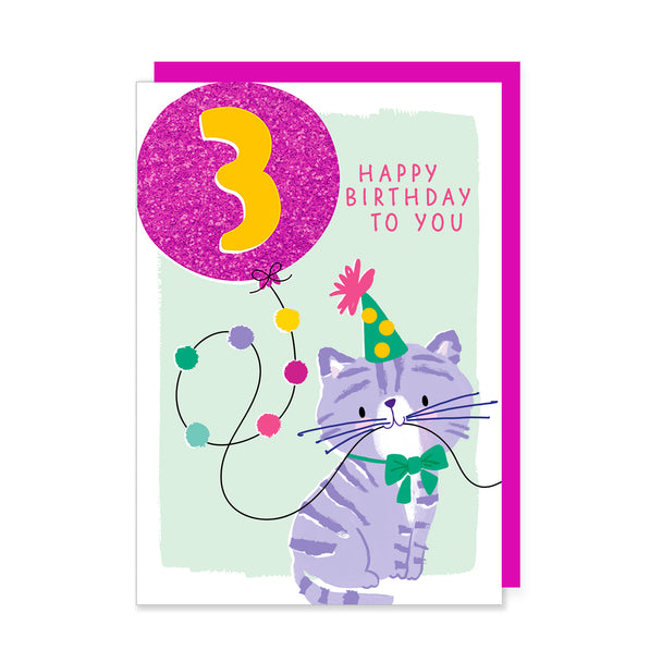 3rd Birthday Card - Birthday Cat