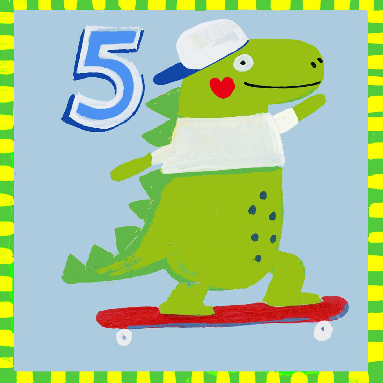 5th Birthday Card - Skateboarding Croc 5th Birthday