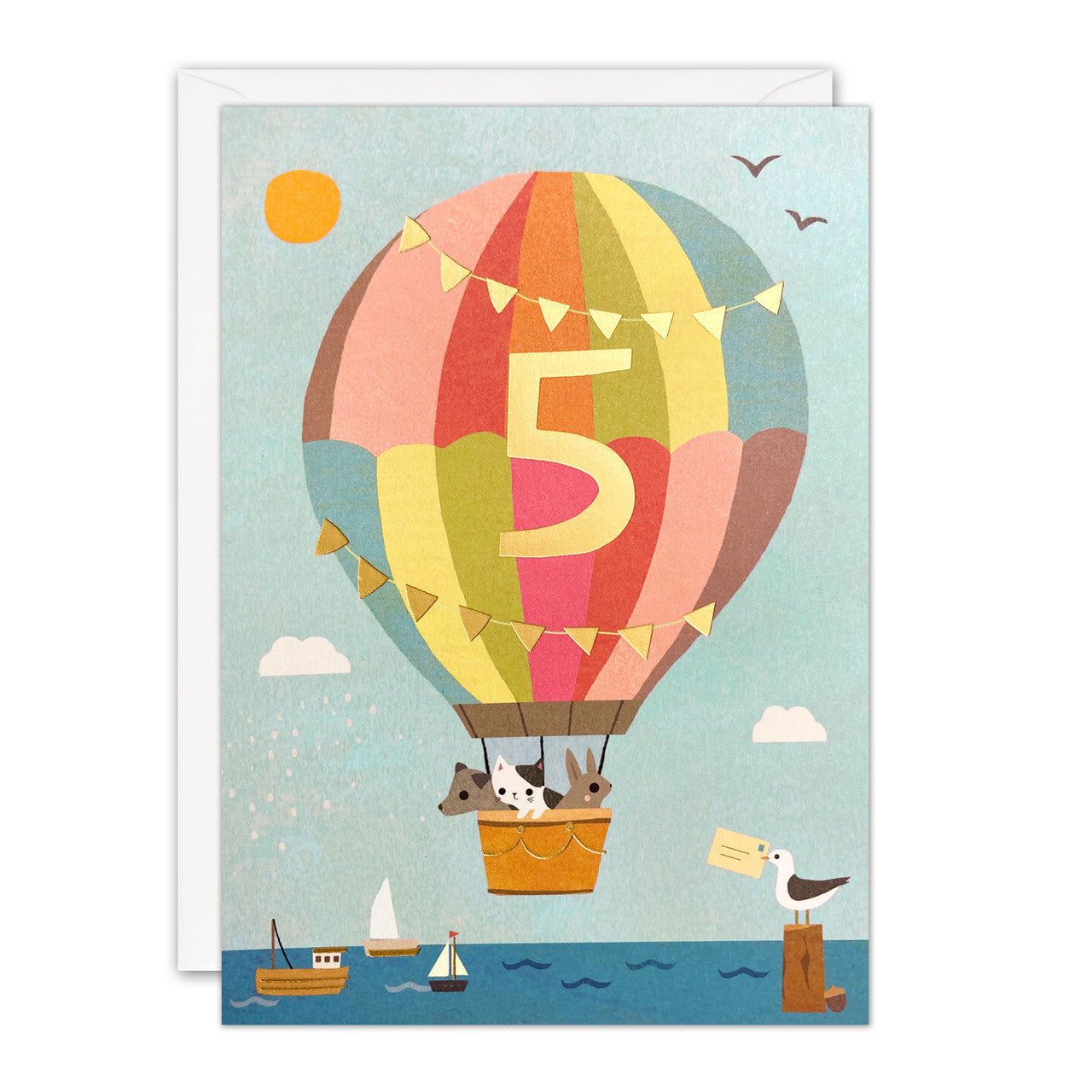 5th Birthday Card - 5 Hot Air Balloon