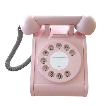 Retro Wooden Coin Telephone - Pink