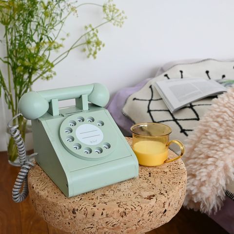 Retro Wooden Coin Telephone - Green