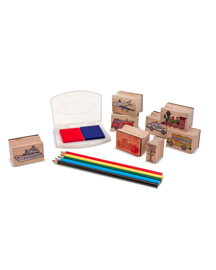 Melissa & Doug - Wooden Stamp Set - Vehicles