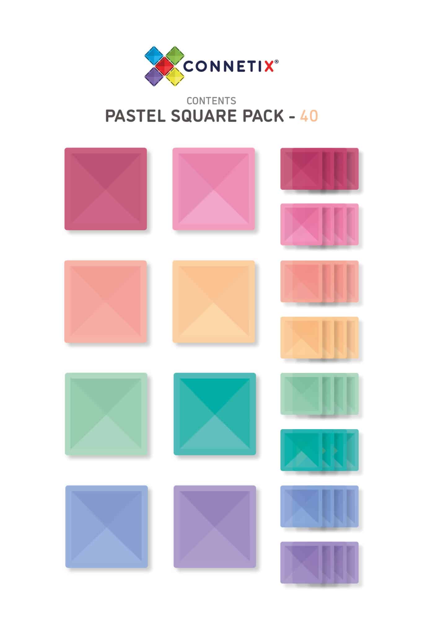 Connetix 40 Piece Pastel Square Pack