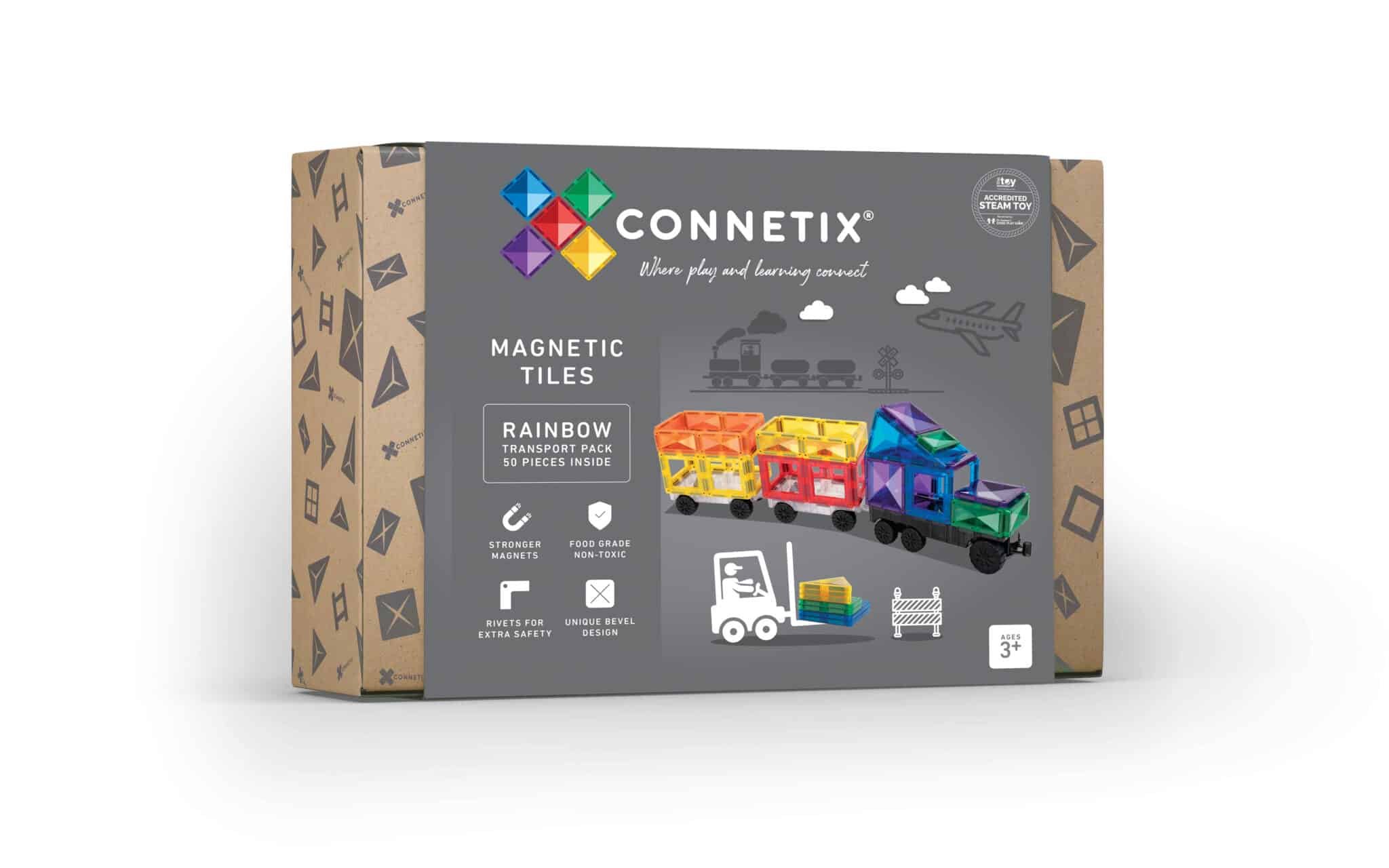 Connetix 50 Piece Rainbow Transport Pack