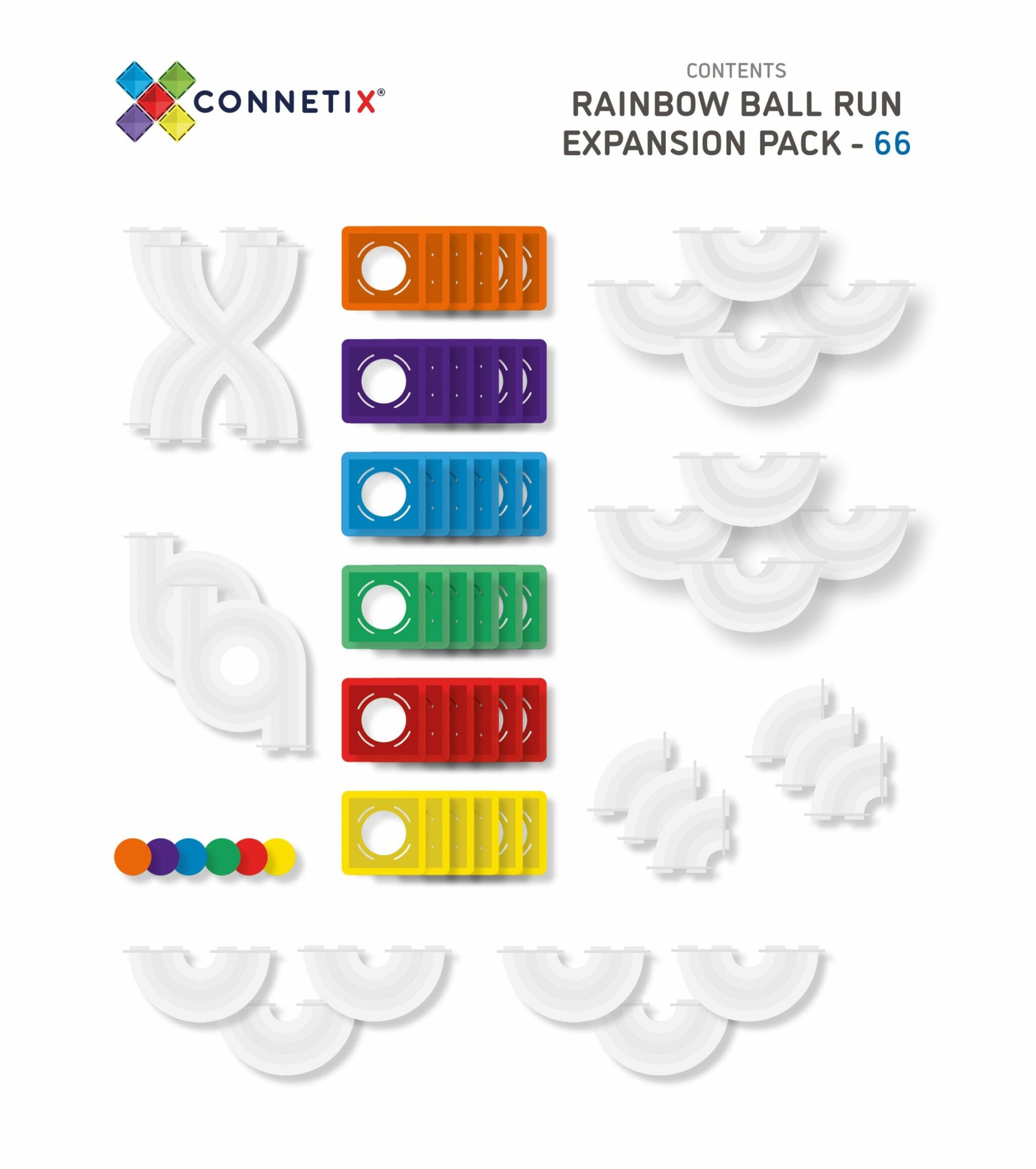 Connetix 66 Piece Rainbow Ball Run Expansion Pack