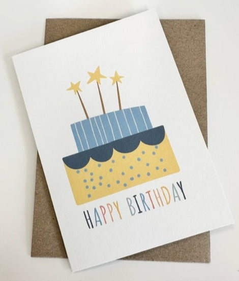 Birthday Card - Cake Blue