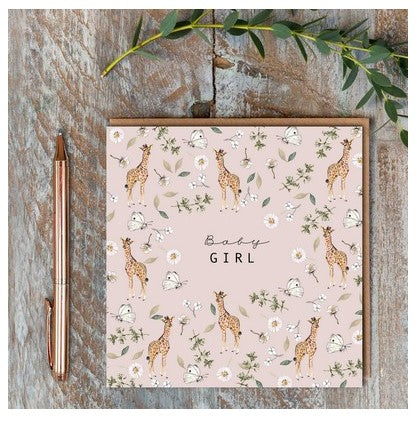 New Baby Card - Baby Girl Giraffe