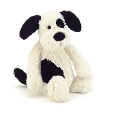 Jellycat - Bashful Black & Cream Puppy (Medium) - Toot Toot Toys