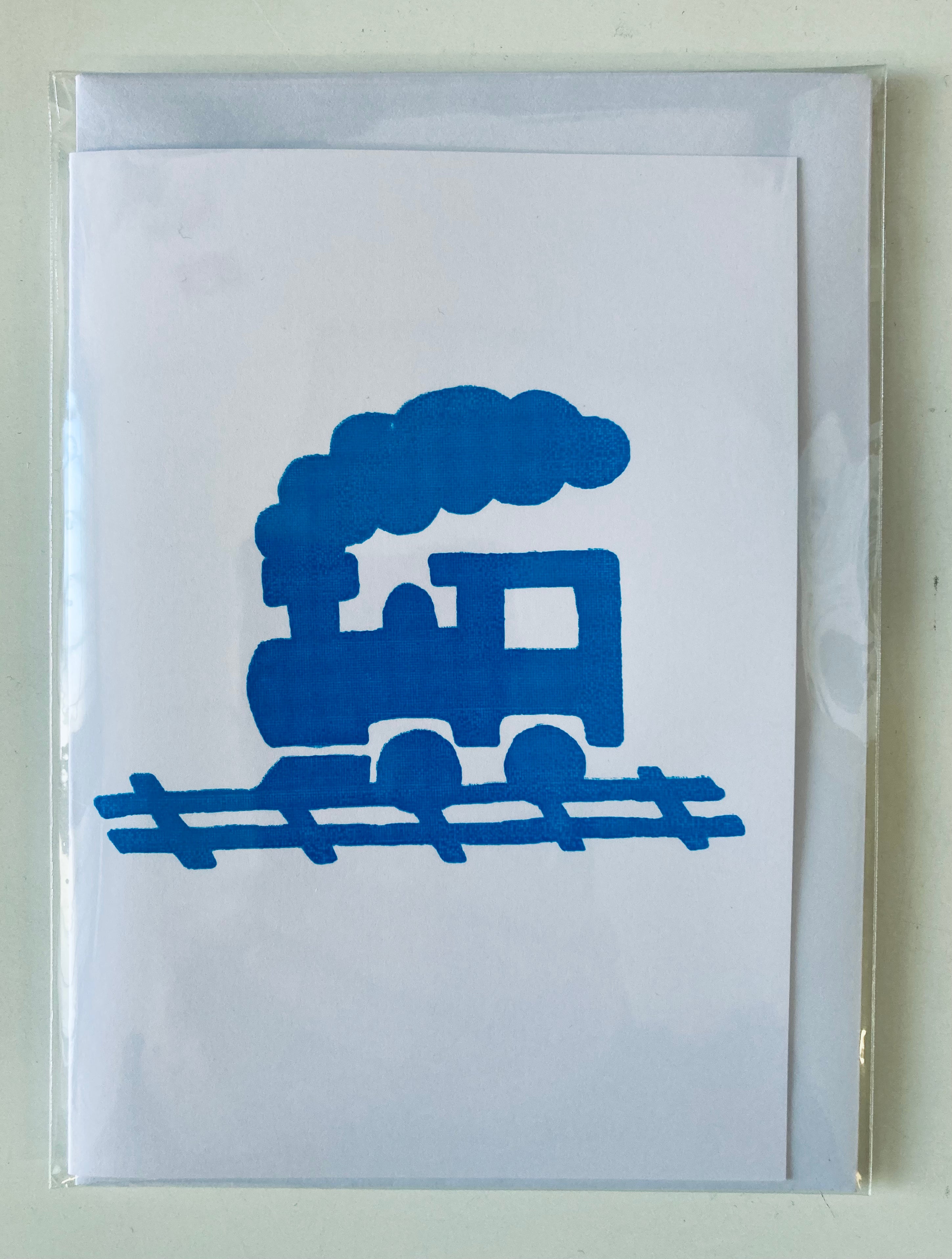 Birthday Card - Steam Train - Light Blue