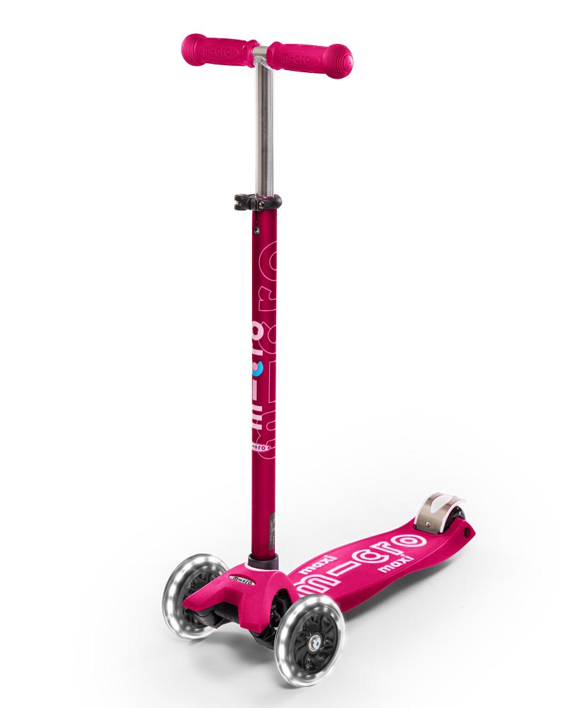 Maxi Micro Deluxe Scooter - LED Light Up Wheels - Pink - 5-12 years