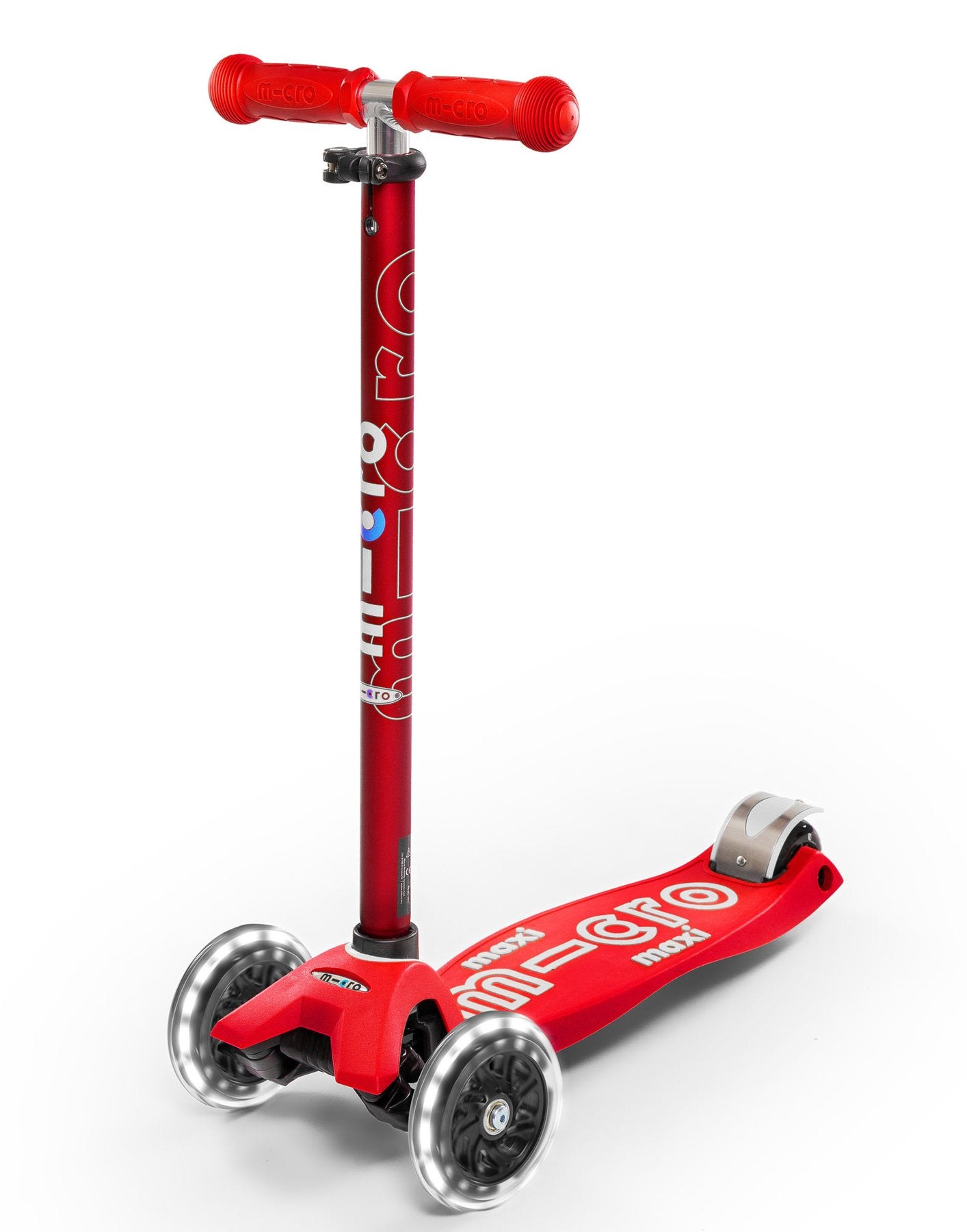 Maxi Micro Deluxe Scooter - LED Light Up Wheels - Red - 5-12 years