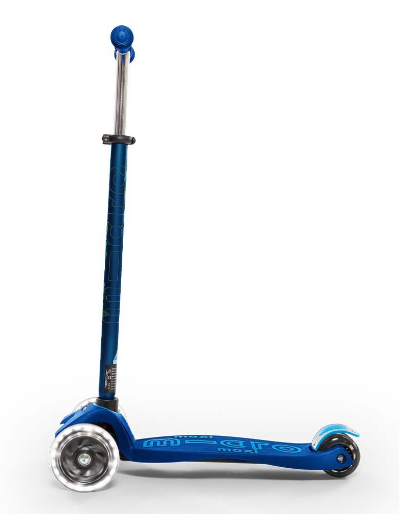 Maxi Micro Deluxe Scooter - LED Light Up Wheels - Navy Blue - 5-12 years